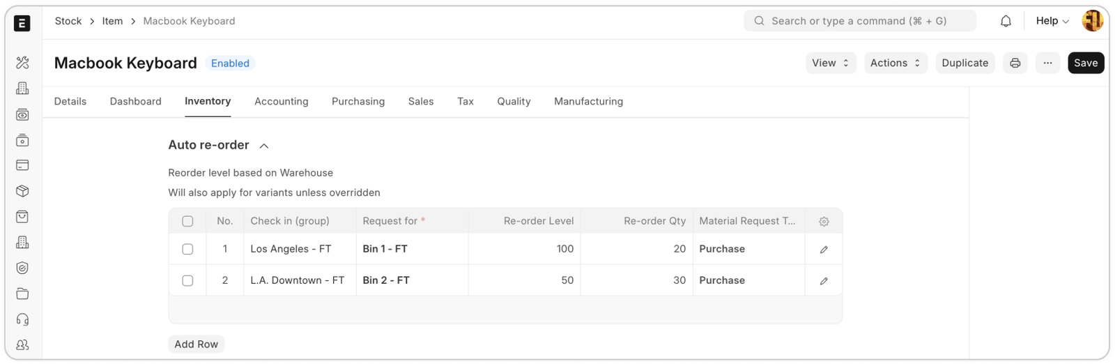 Auto-replenishment